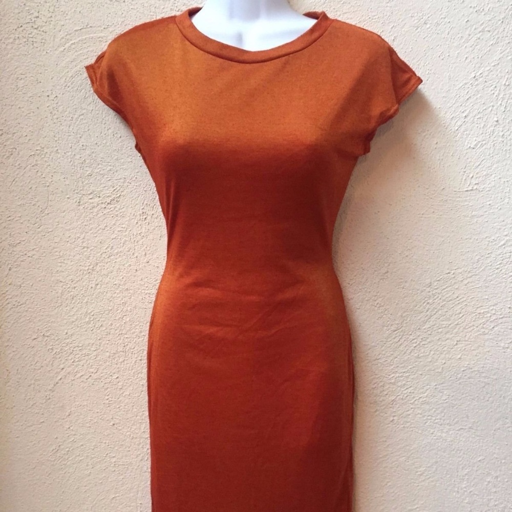 ALAIA PARIS IRIDESCENT ORANGE TANK BODYCON DRESS